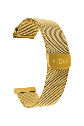 Síťovaný nerezový řemínek FIXED Mesh Strap s Quick Relase 22 mm pro smartwatch, zlatý