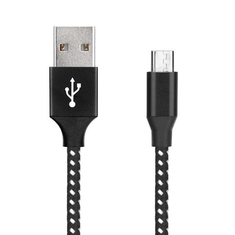 Kabel Micro USB na USB opletený černý