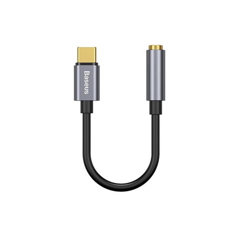 Adaptér s kabelem z konektoru USB-C do 3,5mm konektoru pro sluchátka - šedý - Baseus