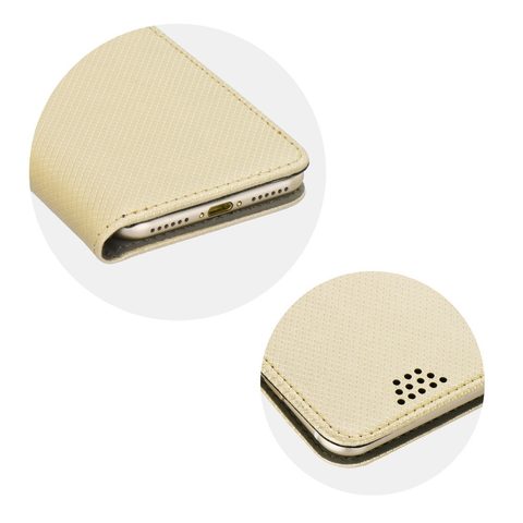 Pouzdro / obal univerzální 5,0 5,5 " zlaté - knížkové Leather Smart