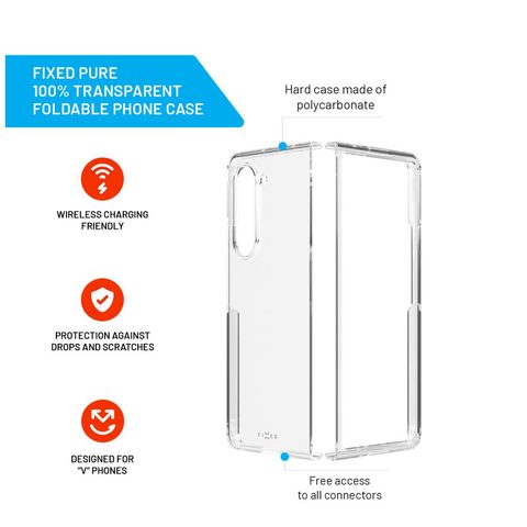 Obal / kryt na Samsung Galaxy Z Fold 5G transparentní - FIXED Pure