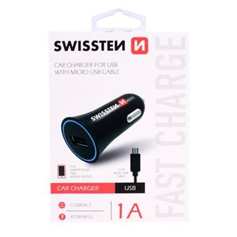 Adapter CL Swissten USB + kabel 1A Černá