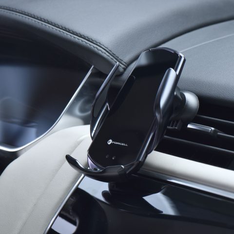Držák do auta s bezdrátovým nabíjecím automatickým senzorem + magnetické adaptéry HS1 15W černý - Forcell