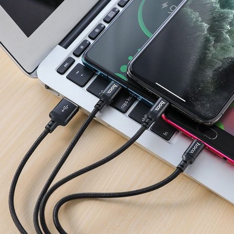 Datový kabel USB-A 3v1 (Lightning / Micro USB / USB-C) černý - HOCO