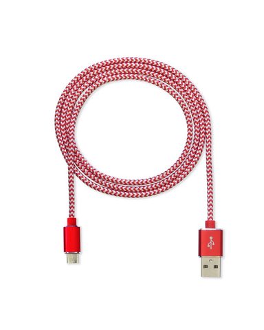 Datový kabel USB / micro USB 2m červený - CUBE 1 nylon