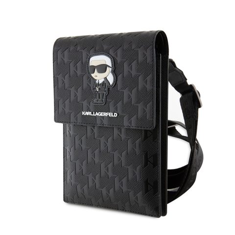 Pouzdro nejen na mobil Karl Lagerfeld Saffiano Monogram Wallet Phone Bag Ikonik NFT Black
