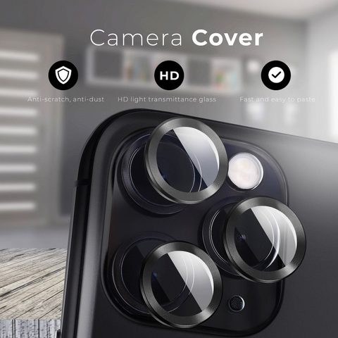 Tvrzené / ochranné sklo kamery Apple iPhone 12 Pro černé - 5D Mr. Monkey Armor Camera Glass