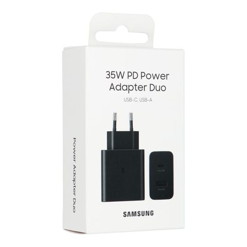 Originální rychlonabíječka Samsung EP-TA220NBEGEU (pouze adaptér) 1x USB C, 1x USB A 3A 35W černý blistr