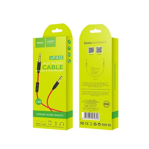 Kabel AUX Jack 3,5mm UPA12 s mikrofonem červený - HOCO