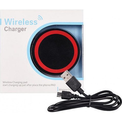 Nabíječka bezdrátová s micro USB kabelem černo-červený