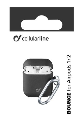 Ochranný kryt s karabinou Cellularline Bounce pro Apple AirPods 1 & 2 - černý