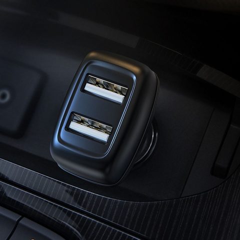 Nabíječka do auta 2x USB / 2,4A + kabel USB-C / černá - HOCO Z36