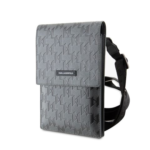 Taška Saffiano Monogram Wallet Phone Bag šedá - Karl Lagerfeld