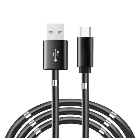 Kabel USB typ C 2,4A s magnety černý 1m