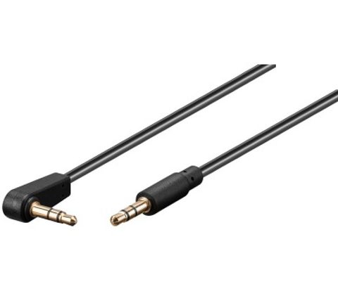Audio kabel Jack 3,5mm - 3,5mm M/M 90stupňů - 1m - černý