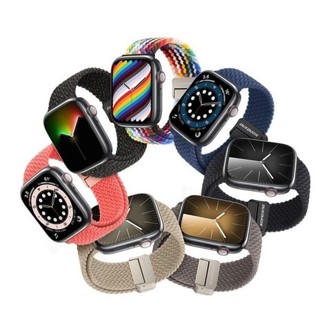 Pružný pletený řemínek na hodinky Apple Watch 38/40/41 mm, růžový - Dux Ducis