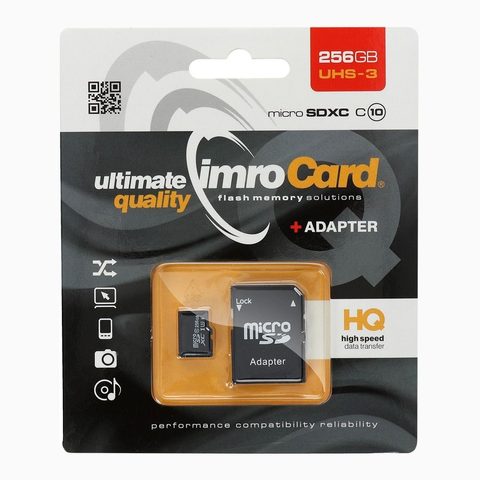 Pameťová karta microSD 256GB, s adaptérem, černá - TPU