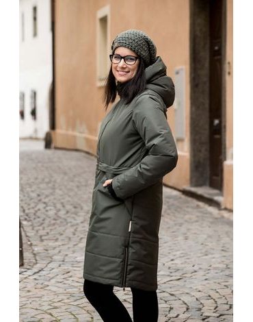 Angel Wings dlouhá zimní bunda - Khaki