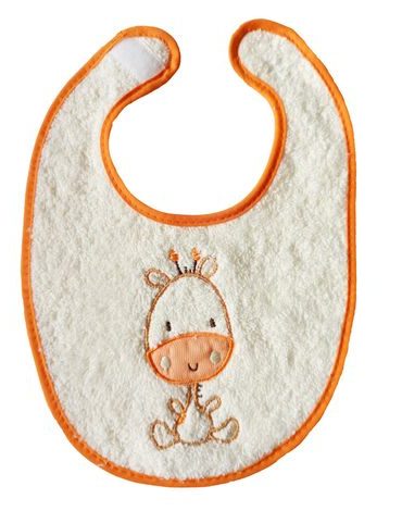 Bryndák froté suchý zip 20x30 cm - smetanová žirafka - oranžový lem