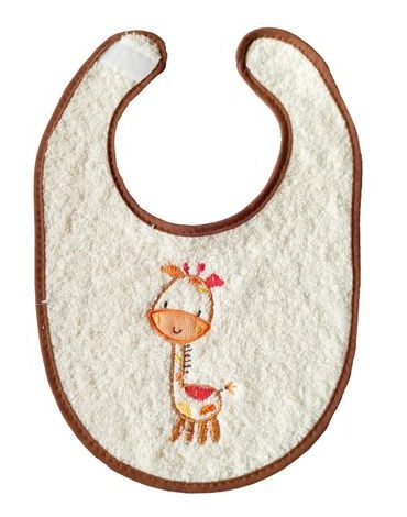 Bryndák froté suchý zip 20x30 cm - smetanová žirafka - hnědý lem