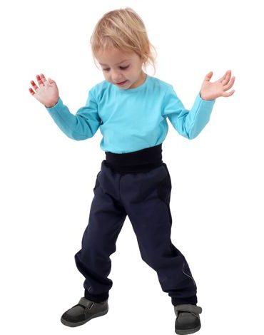 Dětské softshellové kalhoty s náplety - tmavě modré