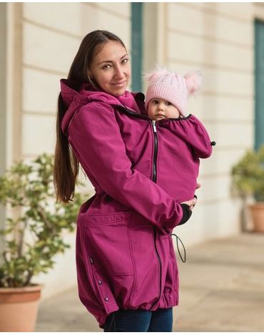 Softshellová těhotenská a nosící bunda Andrea - fuchsiově růžová