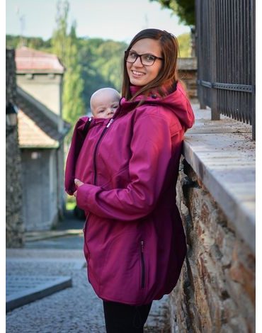 Softshellová těhotenská a nosící bunda Alice 2 - fuchsiově růžová