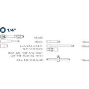 FORTUM HLAVICE NÁSTRČNÉ MULTI-LOCK, SADA 19KS, 1/4", 4700031 - GOLA SADY - RUČNÍ NÁŘADÍ