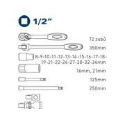 FORTUM HLAVICE NÁSTRČNÉ, SADA 27KS, 1/2", 4700014 - GOLA SADY - RUČNÍ NÁŘADÍ