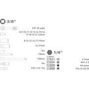 EXTOL PREMIUM HLAVICE NÁSTRČNÉ, SADA 39KS, 3/8", 6522 - GOLA SADY - RUČNÍ NÁŘADÍ