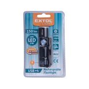 EXTOL LIGHT SVÍTILNA 150LM, ZOOM, USB NABÍJENÍ, XPE 3W LED, 43135 - KAPESNÍ SVÍTILNY A ČELOVKY - SVÍTIDLA