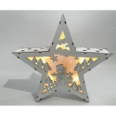 Dekorace Woodeco 11253, Hvězda s motivem, 8xLED, 26x5x24cm