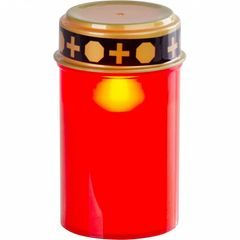 Kahan s LED svíčkou červený, 12 cm MagicHome TG-10, na hrob, (součást balení 2xAA)