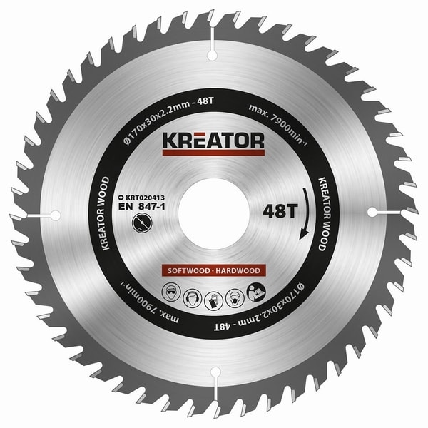 KREATOR KRT020413 PILOVÝ KOTOUČ NA DŘEVO 170MM, 48T - PRŮMĚR 170, 180 A 185{% if zbozi.kategorie.adresa_nazvy[0] != zbozi.kategorie.nazev %} - PŘÍSLUŠENSTVÍ{% endif %}