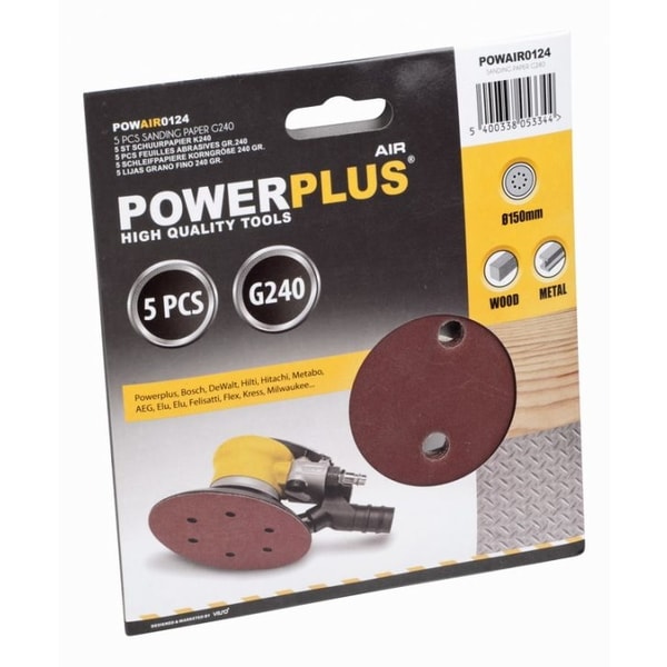 POWERPLUS POWAIR0124 5X BRUSNÝ DISK PRŮM.150 G240 - BRUSNÝ PAPÍR-EXCENTRICKÉ BRUS.{% if zbozi.kategorie.adresa_nazvy[0] != zbozi.kategorie.nazev %} - PŘÍSLUŠENSTVÍ{% endif %}