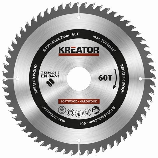 KREATOR KRT020417 PILOVÝ KOTOUČ NA DŘEVO 190MM, 60T - PRŮMĚR 190, 200, 210 A 216{% if zbozi.kategorie.adresa_nazvy[0] != zbozi.kategorie.nazev %} - PŘÍSLUŠENSTVÍ{% endif %}