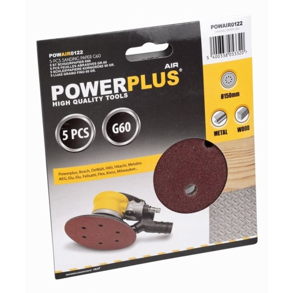 POWERPLUS POWAIR0122 5X BRUSNÝ DISK PRŮM.150 G60 - BRUSNÝ PAPÍR-EXCENTRICKÉ BRUS.{% if zbozi.kategorie.adresa_nazvy[0] != zbozi.kategorie.nazev %} - PŘÍSLUŠENSTVÍ{% endif %}