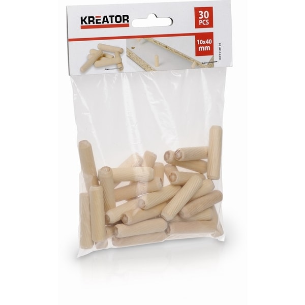 KREATOR KRT110103 TRUHLÁŘSKÉ KOLÍČKY 10 X 40 MM (30 KS) - PRO LAMELOVACÍ FRÉZKY{% if zbozi.kategorie.adresa_nazvy[0] != zbozi.kategorie.nazev %} - PŘÍSLUŠENSTVÍ{% endif %}