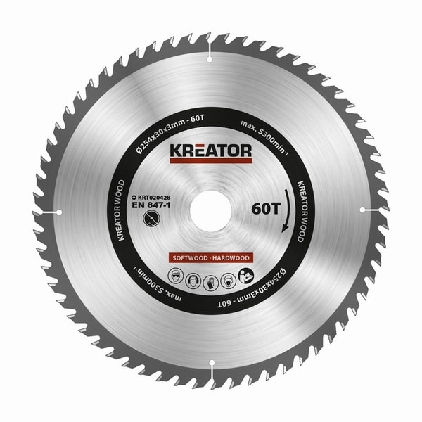 KREATOR KRT020428 PILOVÝ KOTOUČ NA DŘEVO 254MM, 60T - PRŮMĚR 255 - 270, 300 - 355{% if zbozi.kategorie.adresa_nazvy[0] != zbozi.kategorie.nazev %} - PŘÍSLUŠENSTVÍ{% endif %}