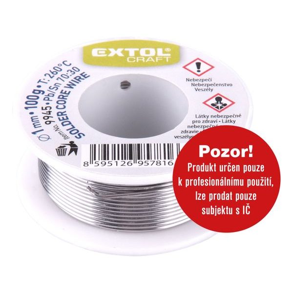 EXTOL CRAFT DRÁT PÁJECÍ SN30/PB70, O 1MM, 100G, 9945 - CÍN, PÁJECÍ HROTY, TAVNÉ TYČINKY{% if zbozi.kategorie.adresa_nazvy[0] != zbozi.kategorie.nazev %} - PŘÍSLUŠENSTVÍ{% endif %}