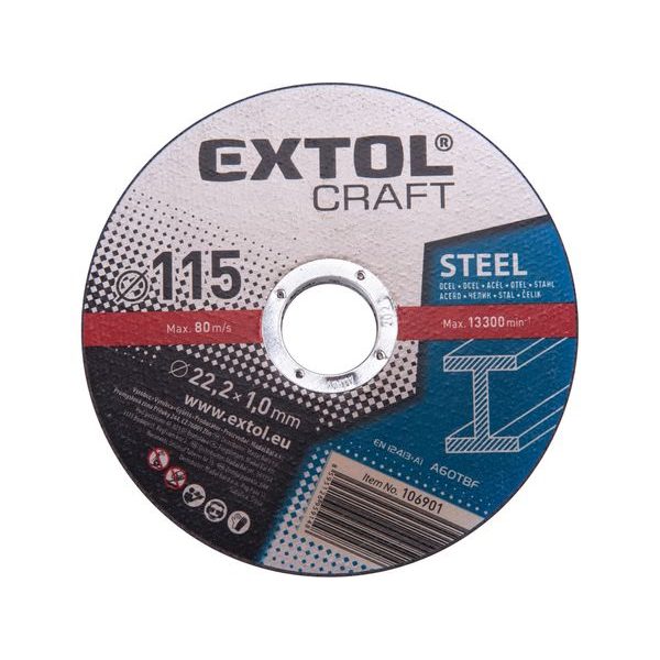 EXTOL CRAFT KOTOUČE ŘEZNÉ NA KOV, 5KS, O 115X1,0X22,2MM, 106901 - ŘEZNÝ KOTOUČ 115 MM{% if zbozi.kategorie.adresa_nazvy[0] != zbozi.kategorie.nazev %} - PŘÍSLUŠENSTVÍ{% endif %}