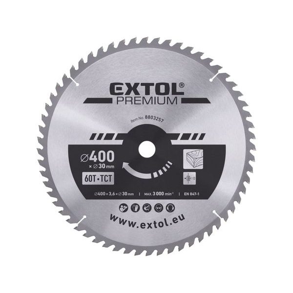 EXTOL PREMIUM KOTOUČ PILOVÝ S SK PLÁTKY, O 400X3,6X30MM, 60T, 8803257 - PRO PILY{% if zbozi.kategorie.adresa_nazvy[0] != zbozi.kategorie.nazev %} - PŘÍSLUŠENSTVÍ{% endif %}