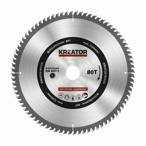 KREATOR KRT020429 PILOVÝ KOTOUČ NA DŘEVO 254MM, 80T - PRŮMĚR 255 - 270, 300 - 355{% if zbozi.kategorie.adresa_nazvy[0] != zbozi.kategorie.nazev %} - PŘÍSLUŠENSTVÍ{% endif %}