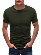 Olivno zelena bombažna majica s kratkimi rokavi S1683