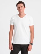 Bombažna moška bela majica z V-izrezom V4-TSBS-0145