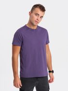 Bombažna klasična vijolična majica s kratkimi rokavi V9 TSBS-0146