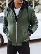 Stilska zelena bomber jakna s kapuco