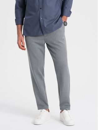Moške sive chinos hlače z elastičnim pasom V1 PACP-0158