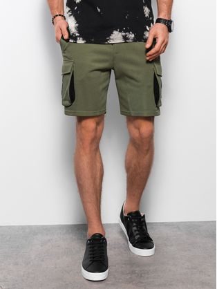 Edinstvene olivno zelene kratke hlače z velikimi stranskimi žepi SRSK0106-V4