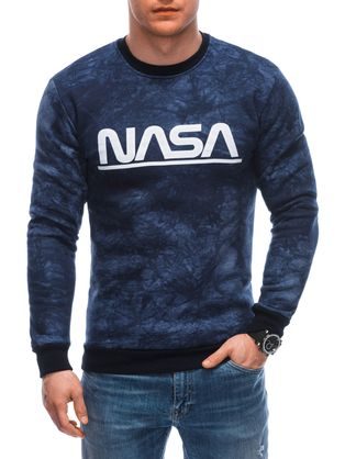 Moški temno moder pulover z napisom B1662